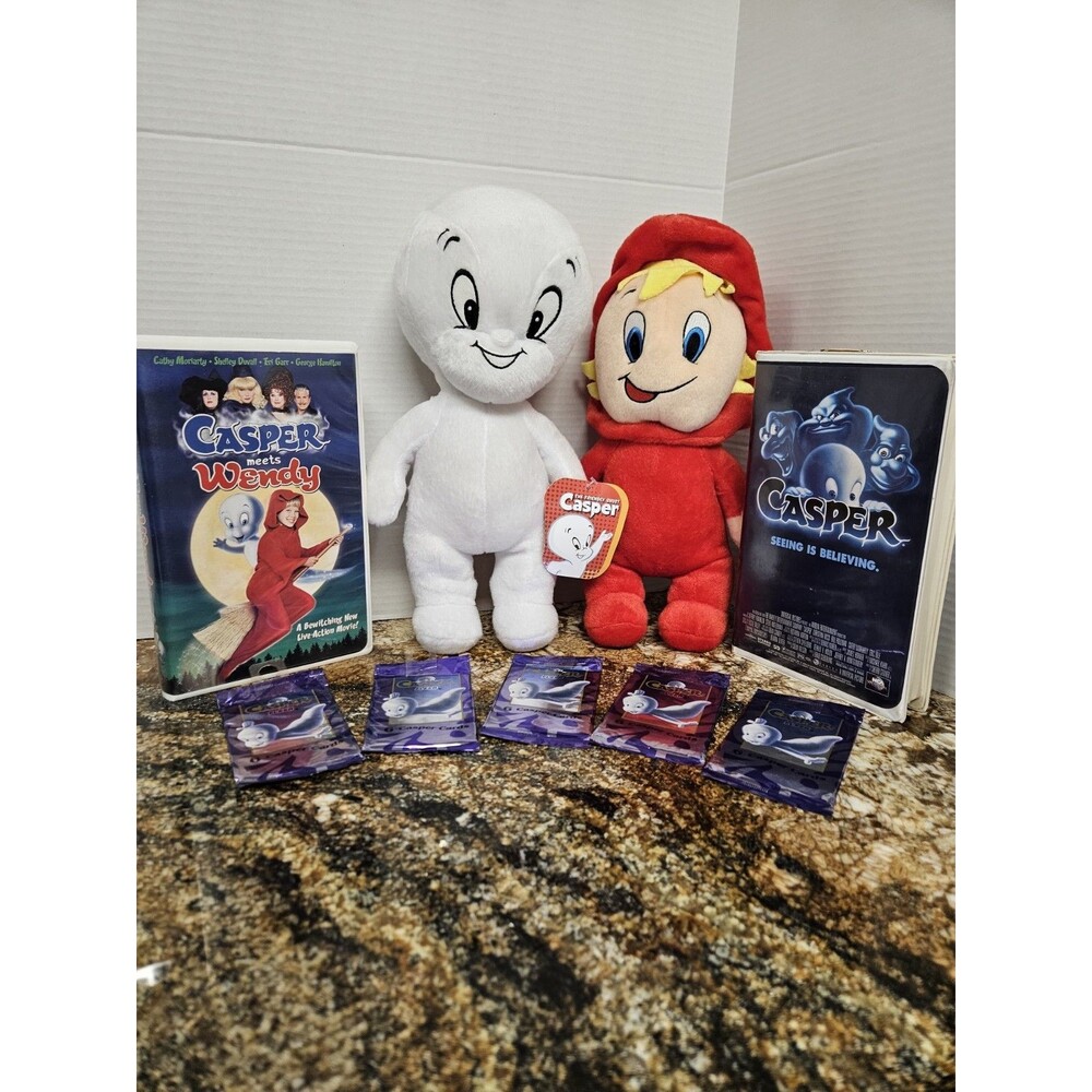 Lot Of Casper The Friendly Ghost Collectibles-Plush, VHS & Collector Cards-Wendy